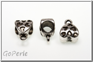 Anh�ngerschlaufe "Hearts", 11x9mm, antiksilberfb., Tibetsilber, 1 Stk.