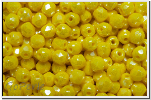 B�hm. Glasschliffperle, feuerpol., 3mm, yellow, op., luster, 50 Stk.