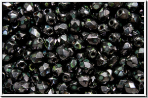 B�hm. Glasschliffperle, feuerpol., 3mm, amethyst gunmetal, met., 50 Stk.