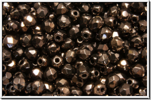 B�hm. Glasschliffperle, feuerpol., 3mm, black, op., vega luster, 50 Stk.