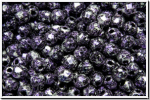 B�hm. Glasschliffperle, feuerpol., 3mm, black, op., violet, tweedy, 50 Stk.