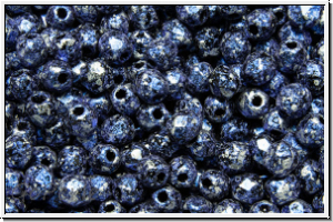 B�hm. Glasschliffperle, feuerpol., 3mm, black, op., blue, tweedy, 50 Stk.