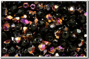 B�hm. Glasschliffperle, feuerpol., 3mm, black, op., half sliperit, 50 Stk.