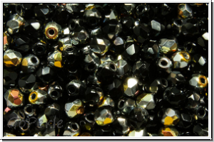 B�hm. Glasschliffperle, feuerpol., 3mm, black, op., half marea, 50 Stk.