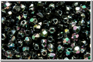 B�hm. Glasschliffperle, feuerpol., 3mm, black, op., half copper luster, 50 Stk.