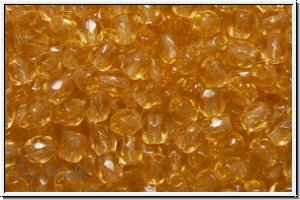 B�hm. Glasschliffperle, feuerpol., 3mm, topaz, pale, trans., 50 Stk.