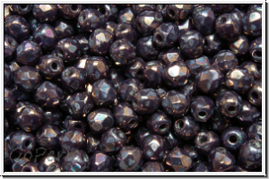 B�hm. Glasschliffperle, feuerpol., 3mm, lavender, darkest, op., nebula, 50 Stk.