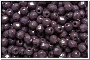B�hm. Glasschliffperle, feuerpol., 3mm, lavender, darkest, op., blue marbled, 50 Stk.