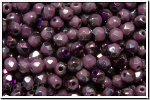 B�hm. Glasschliffperle, feuerpol., 3mm, lavender, darkest, op., blue lagoon, 50 Stk.
