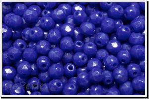 B�hm. Glasschliffperle, feuerpol., 3mm, blue, dk., op., 50 Stk.