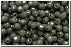 B�hm. Glasschliffperle, feuerpol., 3mm, grey, dk., op., blue marbled, 50 Stk.