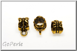 Anh�ngerschlaufe "Firefly", 12x6mm, antikgoldfb., Tibetsilber, 1 Stk.