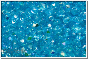 B�hm. Glasschliffperle, feuerpol., 3mm, aqua, trans., AB, 50 Stk.