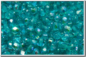 B�hm. Glasschliffperle, feuerpol., 3mm, blue zircon, trans., AB, 50 Stk.