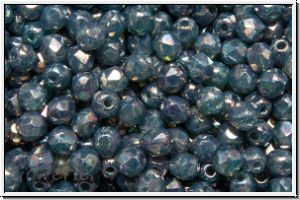 B�hm. Glasschliffperle, feuerpol., 3mm, turquoise, opal, nebula, 50 Stk.