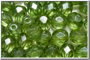 B�hm. Glasschliffperle, feuerpol., 6mm, crystal, trans., seafoam luster, 25 Stk.