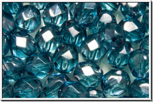 B�hm. Glasschliffperle, feuerpol., 6mm, crystal, trans., montana luster, 25 Stk.