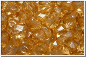 B�hm. Glasschliffperle, feuerpol., 6mm, crystal, trans., champagne luster, 25 Stk.