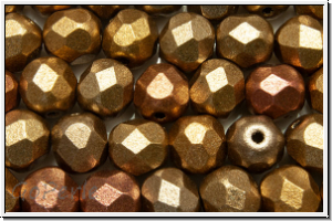 B�hm. Glasschliffperle, feuerpol., 6mm, bronze mix, met., satin, 25 Stk.