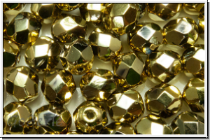 B�hm. Glasschliffperle, feuerpol., 6mm, bronze, dorado, met., 25 Stk.