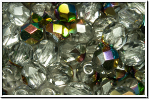 B�hm. Glasschliffperle, feuerpol., 6mm, crystal, trans., half vitrail, 25 Stk.