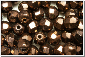 B�hm. Glasschliffperle, feuerpol., 6mm, black, op., vega luster, 25 Stk.