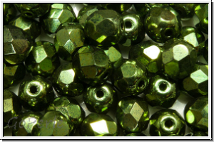 B�hm. Glasschliffperle, feuerpol., 6mm, green, met., 25 Stk.