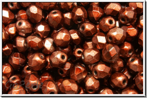 B�hm. Glasschliffperle, feuerpol., 4mm, burnt copper, met., satin, 50 Stk.