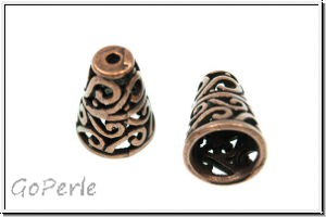 Perlenkappe (-cone) "Ranke", 17x13mm, antikkupferfb., Tibetsilber, 1 Stk.