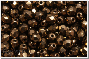 B�hm. Glasschliffperle, feuerpol., 4mm, bronze, dk., met., 50 Stk.