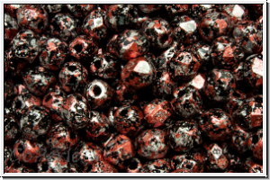 B�hm. Glasschliffperle, feuerpol., 4mm, black, op., red, tweedy, 50 Stk.