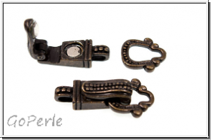 Fold over clasp "Krokodil", 27x11mm, antikmessingfb., Messing, 1 Stk.