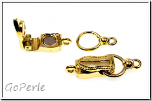Fold over clasp "P�nktchensaum", 29x10mm, goldfb., Messing, 1 Stk.