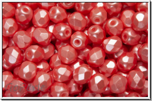 B�hm. Glasschliffperle, feuerpol., 4mm, white, alabaster, lt. coral pastel, 50 Stk.