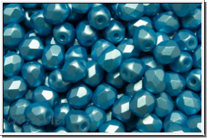 B�hm. Glasschliffperle, feuerpol., 4mm, white, alabaster, turquoise pastel, 50 Stk.