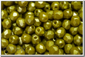 B�hm. Glasschliffperle, feuerpol., 4mm, white, alabaster, lime pastel, 50 Stk.