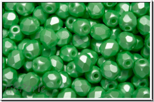 B�hm. Glasschliffperle, feuerpol., 4mm, white, alabaster, lt. green pastel, 50 Stk.