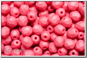 B�hm. Glasschliffperle, feuerpol., 4mm, white, alabaster, watermelon pastel, matte, 50 Stk.