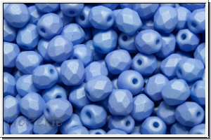 B�hm. Glasschliffperle, feuerpol., 4mm, white, alabaster, sapphire pastel, matte, 50 Stk.