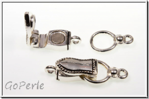Fold over clasp "P�nktchensaum", 29x10mm, silberfb., Messing, 1 Stk.