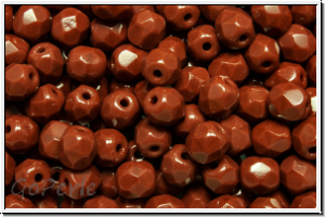 B�hm. Glasschliffperle, feuerpol., 4mm, terracotta, dk., op., 50 Stk.