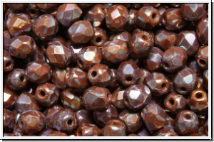 B�hm. Glasschliffperle, feuerpol., 4mm, terracotta, op., nebula, 50 Stk.