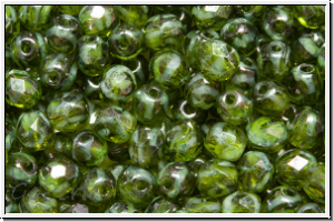 B�hm. Glasschliffperle, feuerpol., 4mm, green, moonlight, blue marbled, 50 Stk.