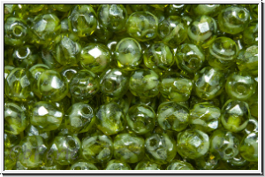 B�hm. Glasschliffperle, feuerpol., 4mm, green, moonlight, luster, 50 Stk.