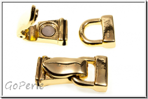 Fold over clasp "glatt", 26x13mm, goldfb., Messing, 1 Stk.