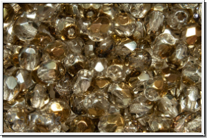 B�hm. Glasschliffperle, feuerpol., 4mm, white, op., green marbled, 50 Stk.