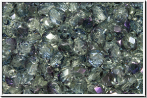 B�hm. Glasschliffperle, feuerpol., 4mm, crystal, trans., half brown flair, 50 Stk.