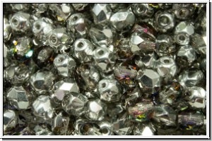 B�hm. Glasschliffperle, feuerpol., 4mm, white, op., peach marbled, 50 Stk.