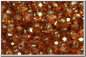B�hm. Glasschliffperle, feuerpol., 4mm, crystal, trans., rose gold luster, 50 Stk.