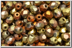 B�hm. Glasschliffperle, feuerpol., 4mm, crystal, trans., california gold rush, matte, 50 Stk.
